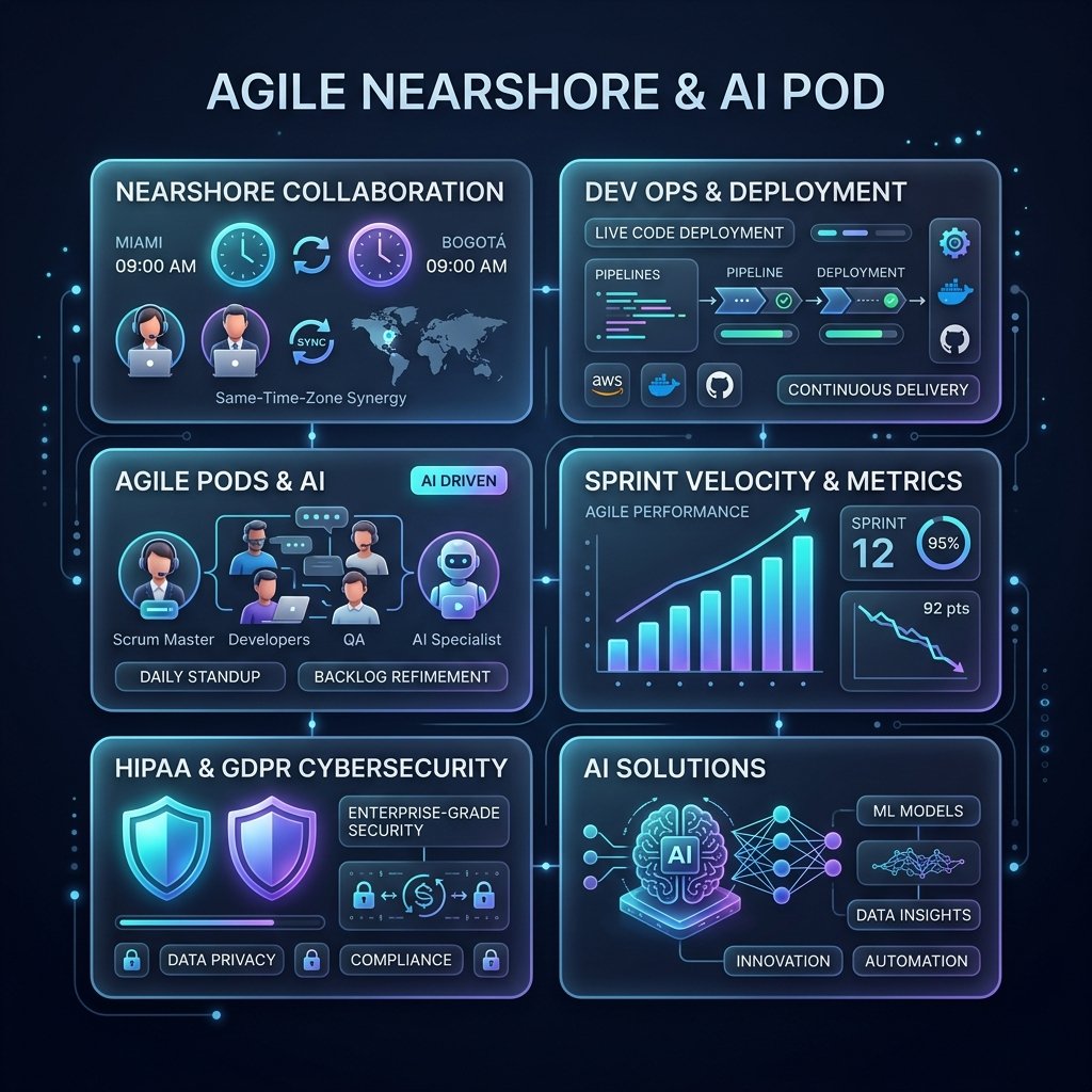 Agile Nearshore Development and AI Pod Bento Grid